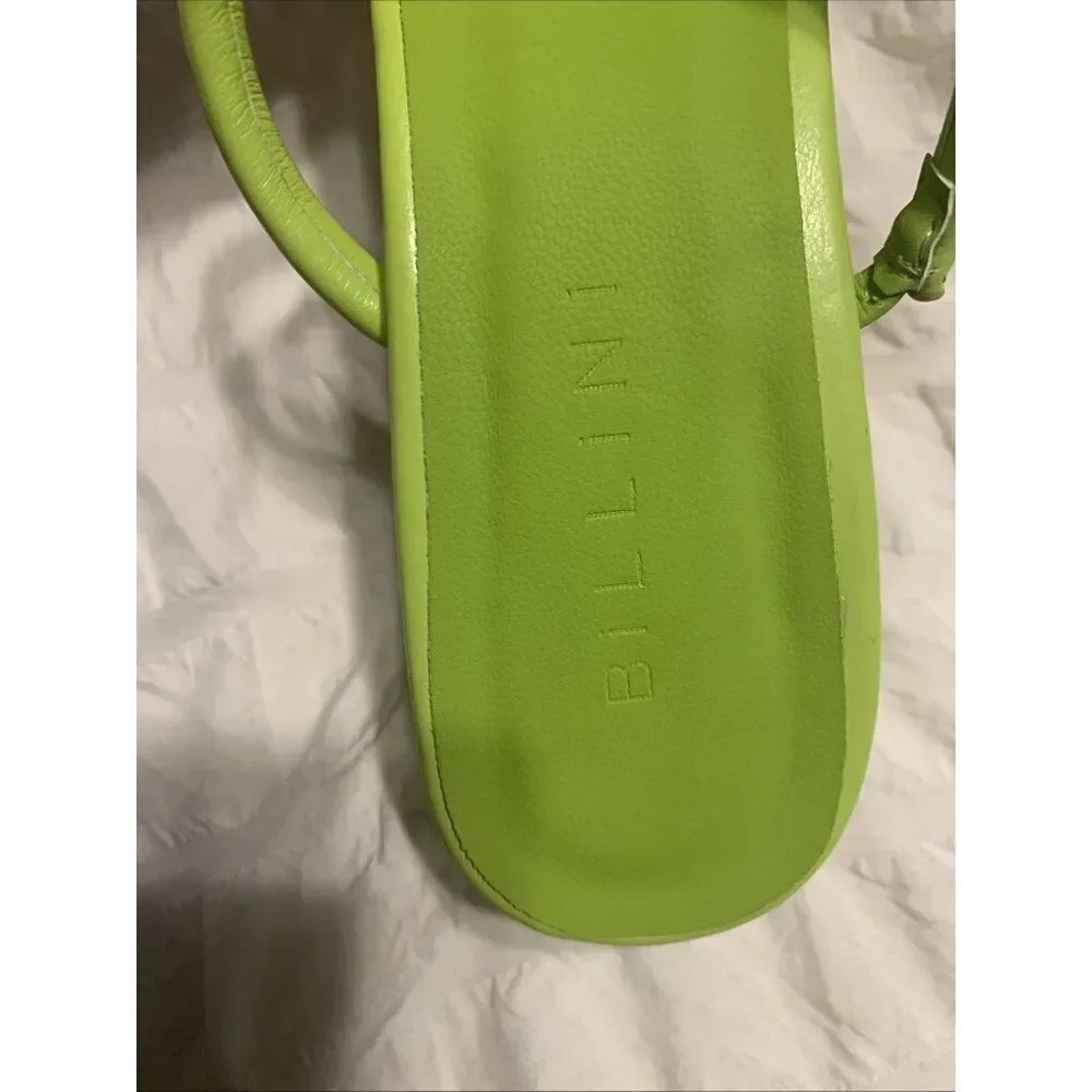Billini Wasabi Green Honey Stiletto Mule Sandals 8 RARE Vegan Faux Leather